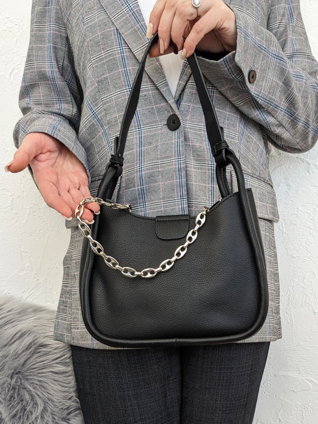 Жіноча сумка City Set з декоративним ланцюжком та вкладною моделлю INNOE 350012-1 Чорний