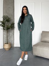 Тепле жіноче плаття-худі з турецької тринитки люрексом і начосом INNOE 270587-1Зелений