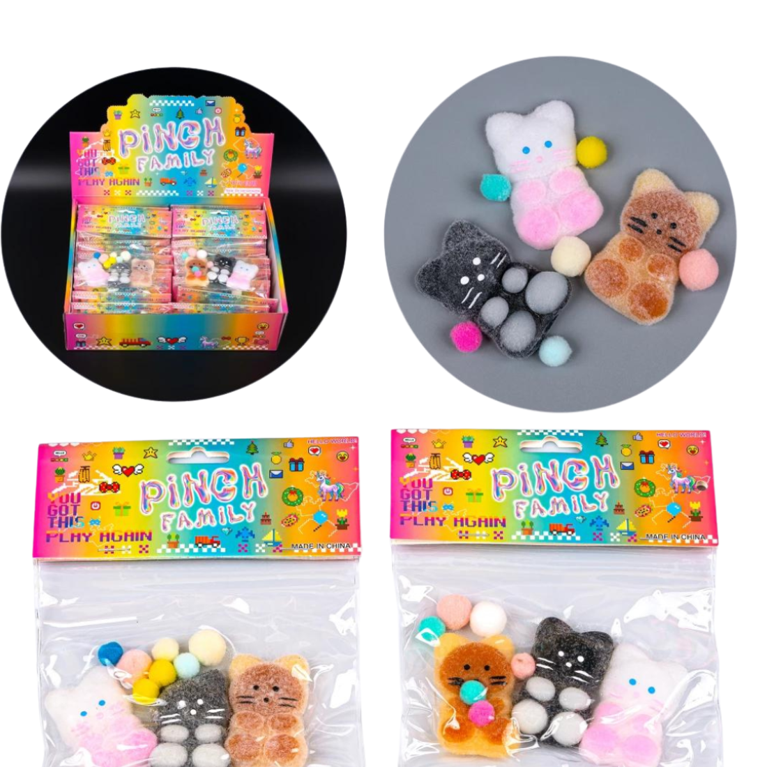 Антистреси Котики пухнасті з кульками 5 см