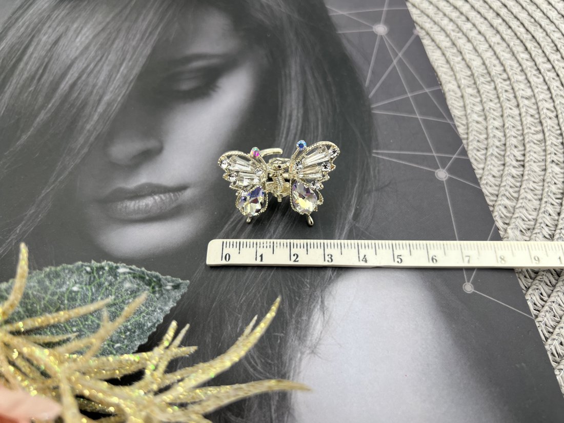 Металеві краби для волосся. 4 см. Метелики золото - Кристалік