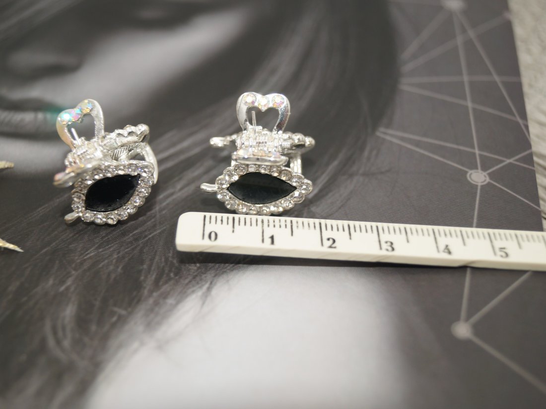 Краби для волосся. Металеві. 2 см. - Кристалік