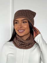 Жіночий демісезонний комплект — шапка та бафф INNOE 950065-1 Капучино - Купити