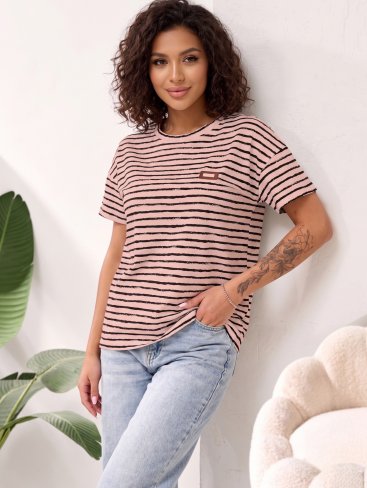 Літня футболка oversize INNOE 300054-2 Рожевий - Купити