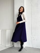 Жіночий однотонний сарафан міді — універсальний базовий образ INNOE 270571-1 Темно-синій - Купити