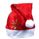 Новорічна шапка сніжинка червона 40 см