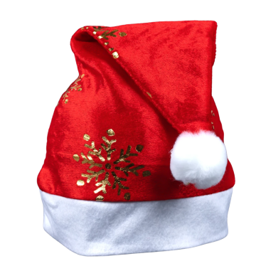 Новорічна шапка сніжинка червона 40 см - Купити