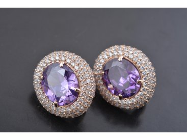 Жіночі сережки, кольорове каміння - Купити