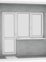 Выход на лоджию (балкон): классический белый металлопластиковый балконный блок (в двери есть режим проветривания и открывается 1 половинка окна)