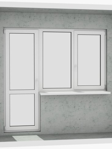 Вихід на лоджію (балкон): класичний білий металопластиковий балконний блок (в двері є режим провітрювання та відкривається 1 половинка вікна) - Купити