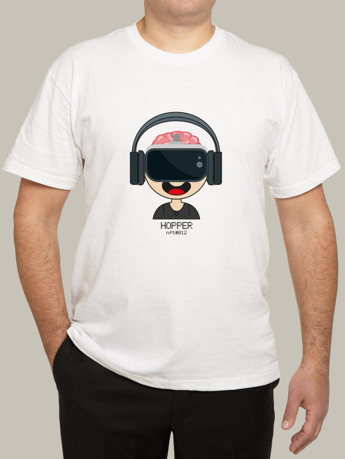 Чоловіча футболка, біла з принтом аватара Hopper 012 - Футболки з принтами - Hopper