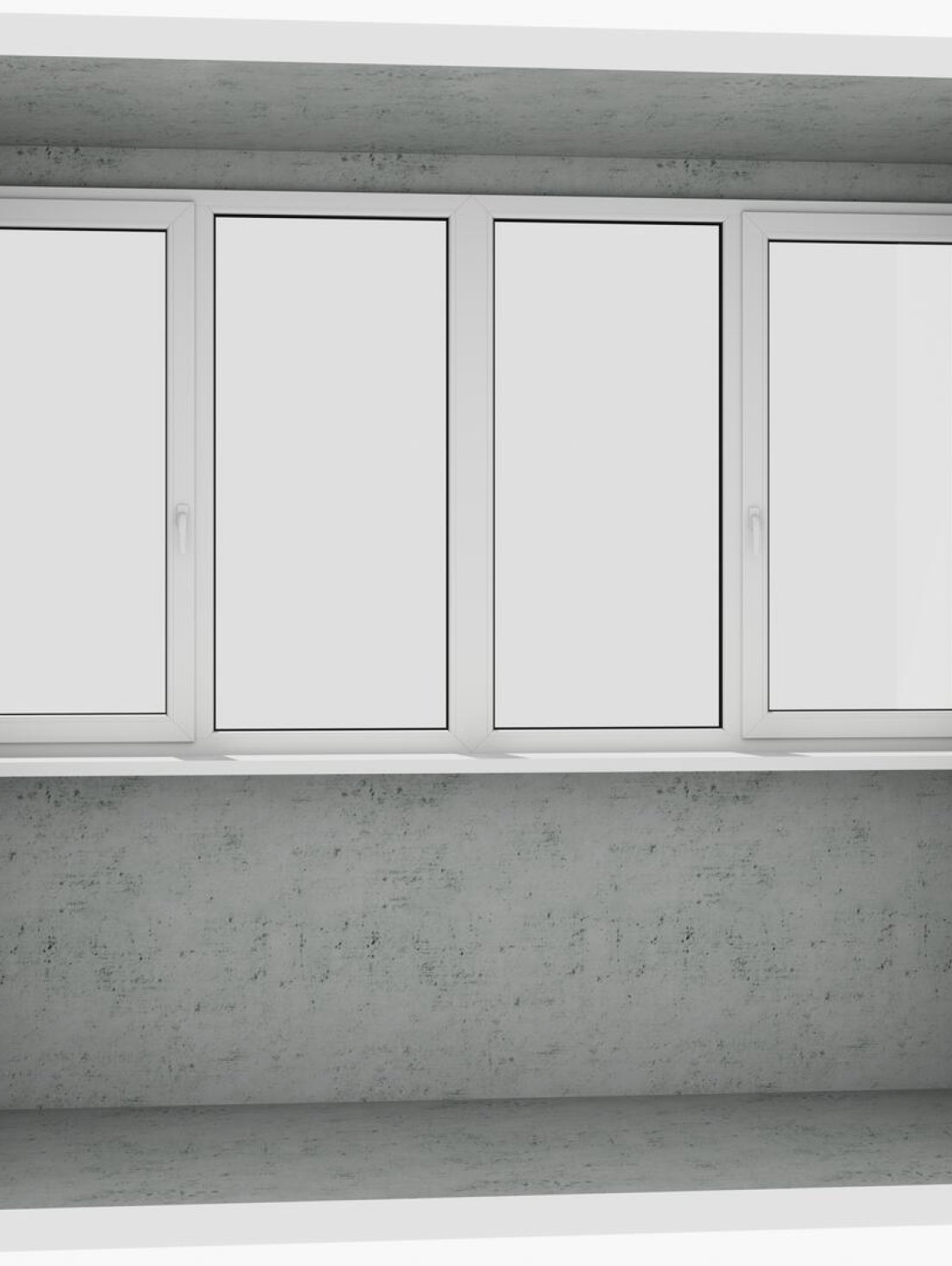 Прямая лоджия (балкон): 2 безопасных классических белых окна (открываются 2 половинки) - Купить