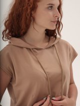 Молодіжний костюм шорти та кофта з капюшоном з турецької двунитки INNOE 2101141 Бежевий
