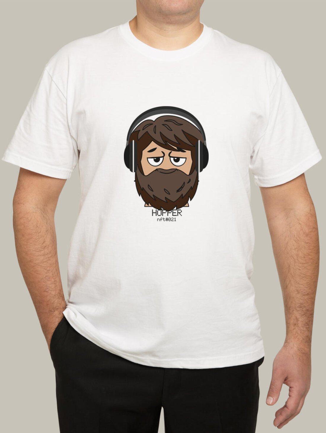 Чоловіча футболка, біла з принтом аватара Hopper 021 - Футболки з принтами - Hopper