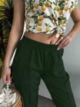 Жіночі штани casual з відворотом INNOE 220119-1 Темно-зелений - Innoe