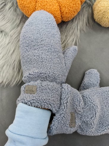 Об’ємні рукавиці з ефектом хутра INNOE 85005-3 Світло-сірий - Купити