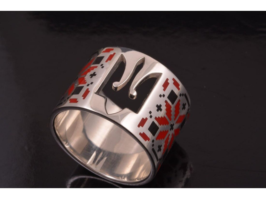 Каблучка "Україна" з емаллю - Фото1 Каблучка "Україна" з емаллю