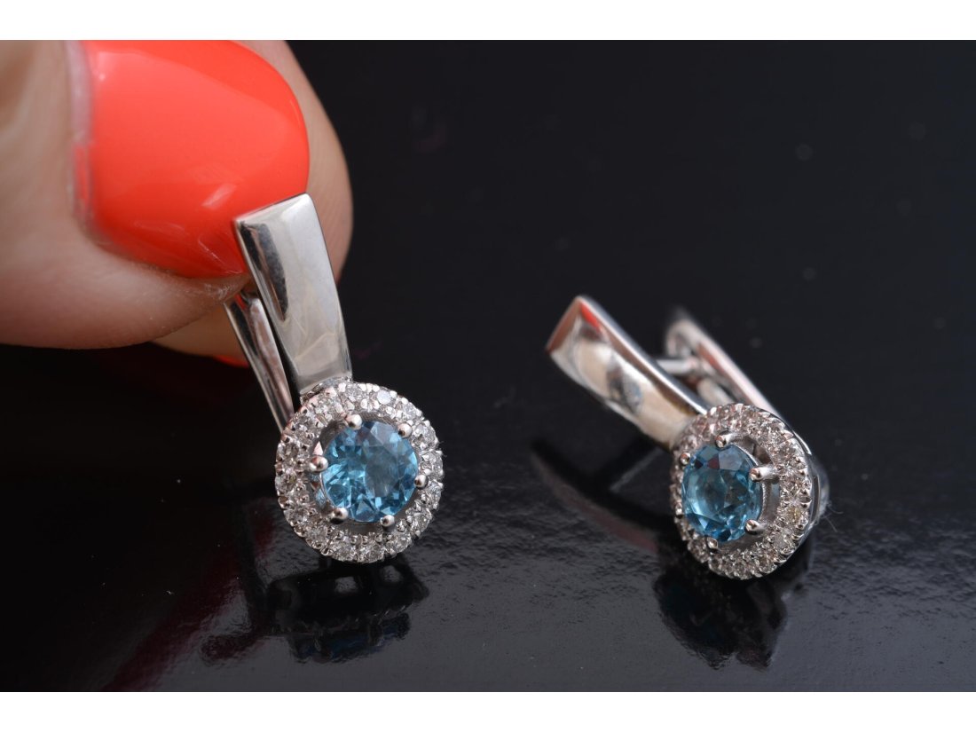 Сережки із топазом та діамантами - Купити