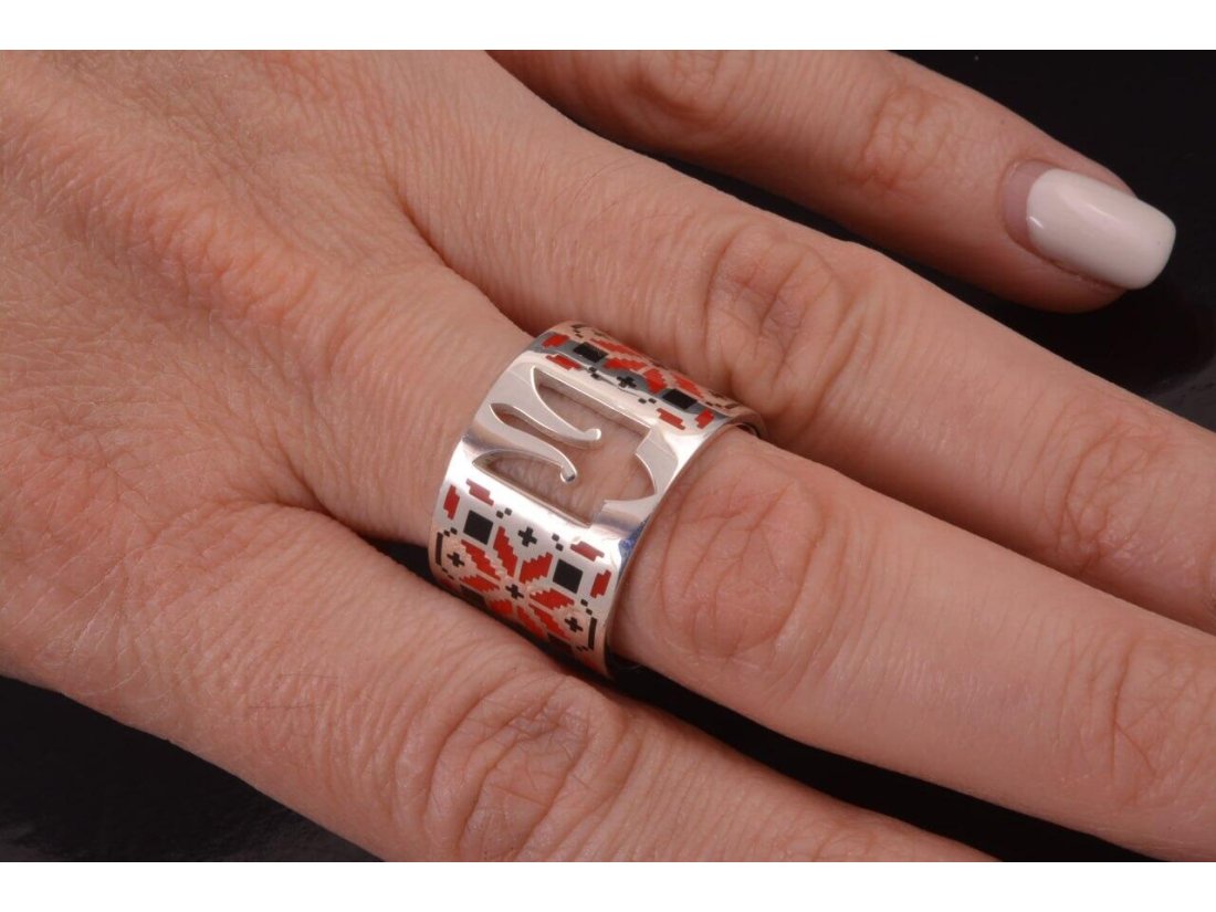 Каблучка "Україна" з емаллю - Фото5 Каблучка "Україна" з емаллю