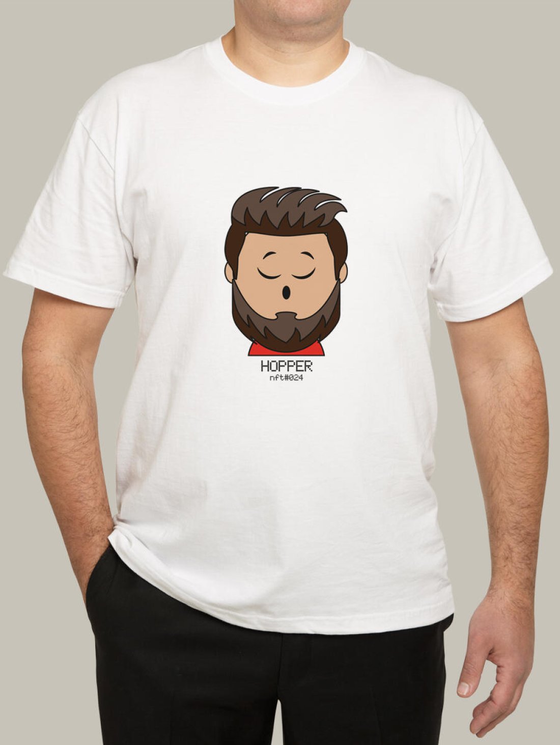 Чоловіча футболка, біла з принтом аватара Hopper 024 - Футболки з принтами - Hopper