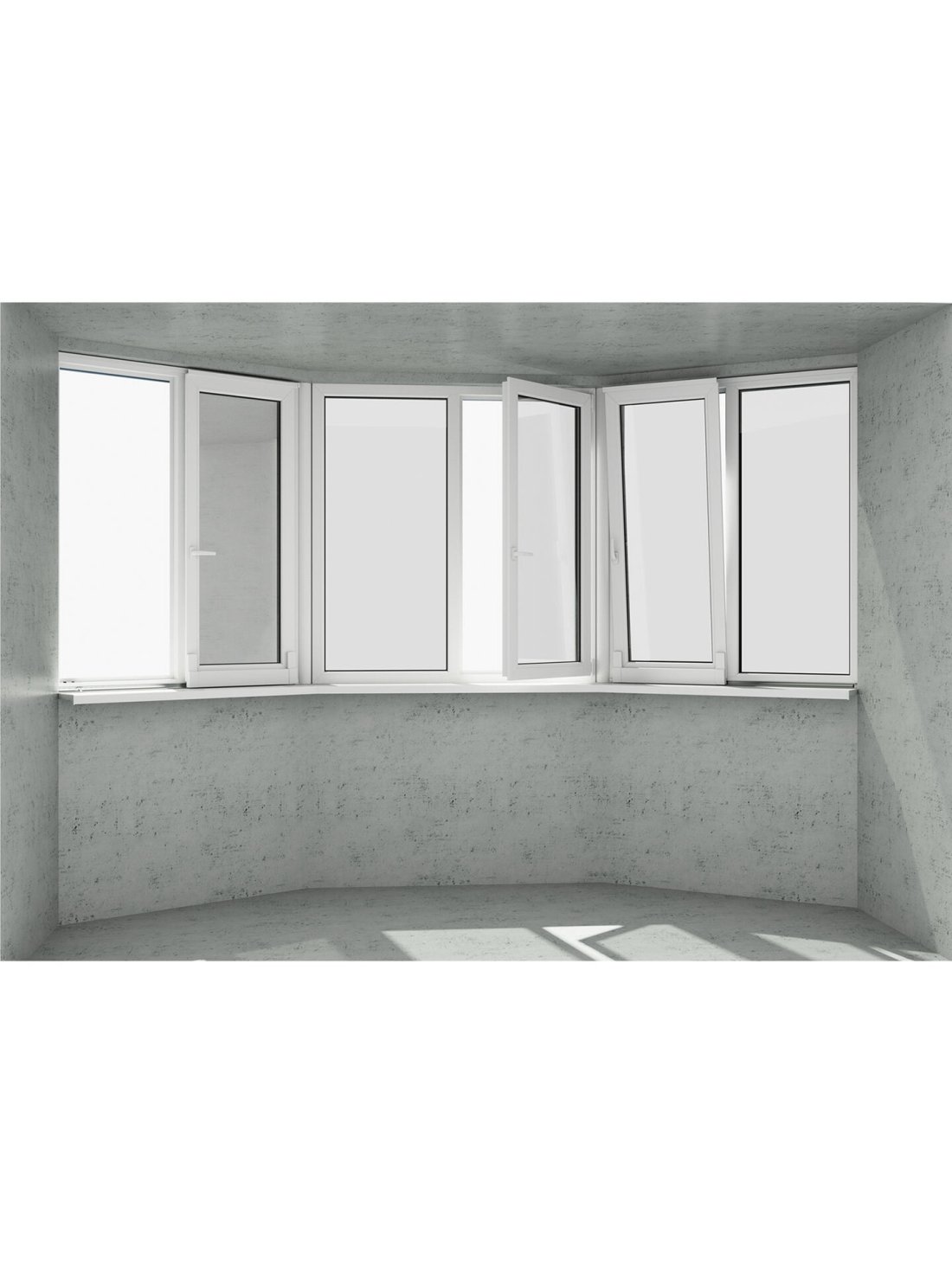Еркер у вигляді трапеції: 3 безпечних білих вікна 1 класичне та 2 розсувних (відкриваються 3 половинки) - Паритет UA