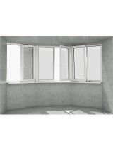 Эркер в виде трапеции: 3 безопасных белых окна 1 классическое и 2 раздвижных (открываются 3 половинки)
