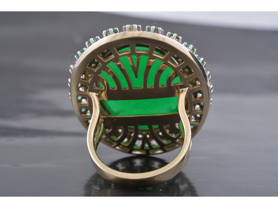 Каблучка із смарагдами та діамантами