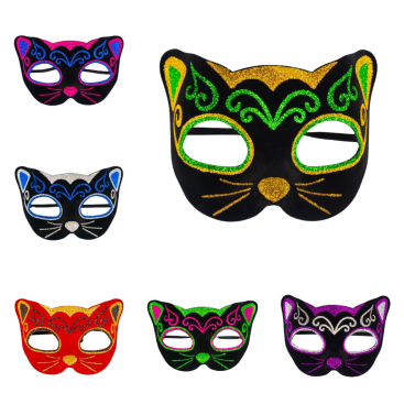 Маска карнавальна Кіт з блискітками 17 см - Купити