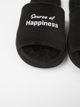 Чоловічі домашні капці Класичні з принтом Source of happiness, відкриті Чорні анатомічні