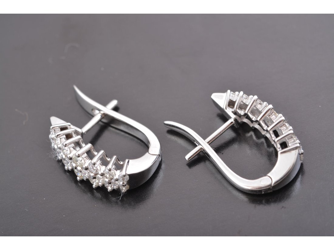 Сережки-доріжки, біле золото з діамантами - Купити