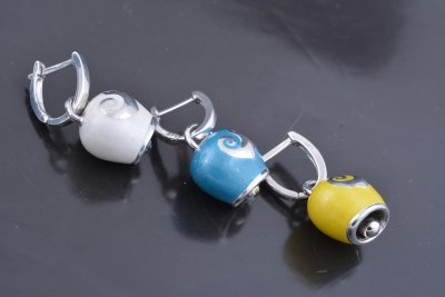 Сережки з емаллю у стилі Chantecler, срібло