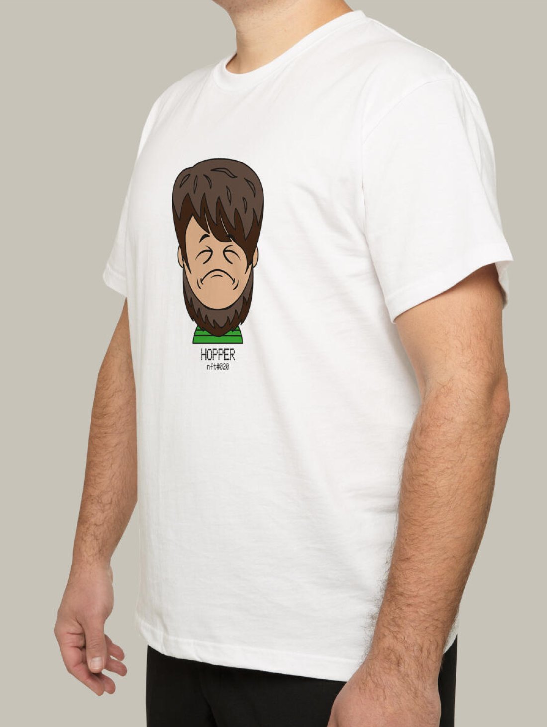 Чоловіча футболка, біла з принтом аватара Hopper 020 - Футболки з принтами - Hopper