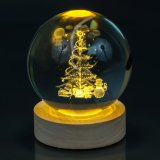 Нічник скляна куля Ялинка з подарунками 8 см