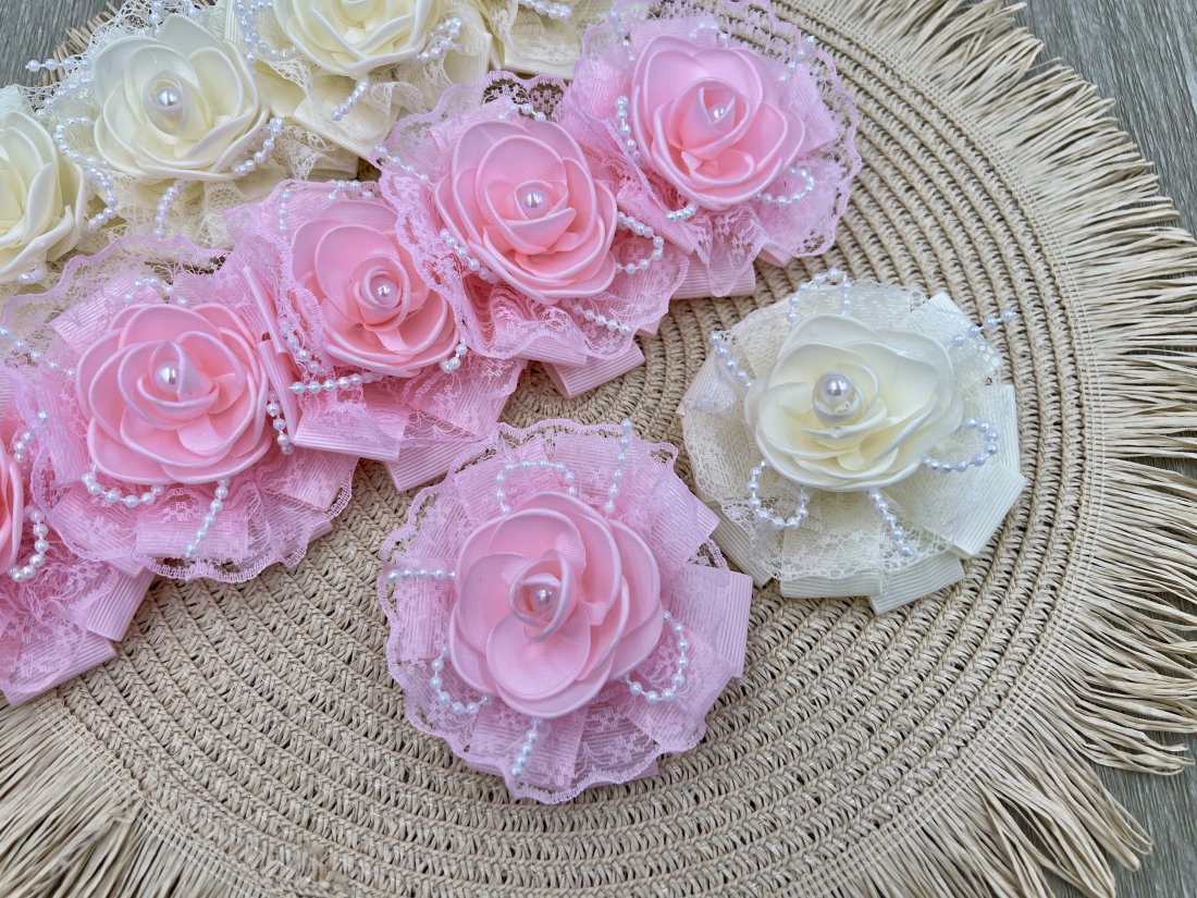 Бантики на затиску Рожевий та Беж