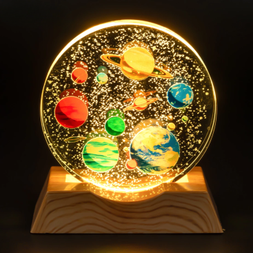 Нічник плоский скляний Планети сонячної системи 8 см - Купити