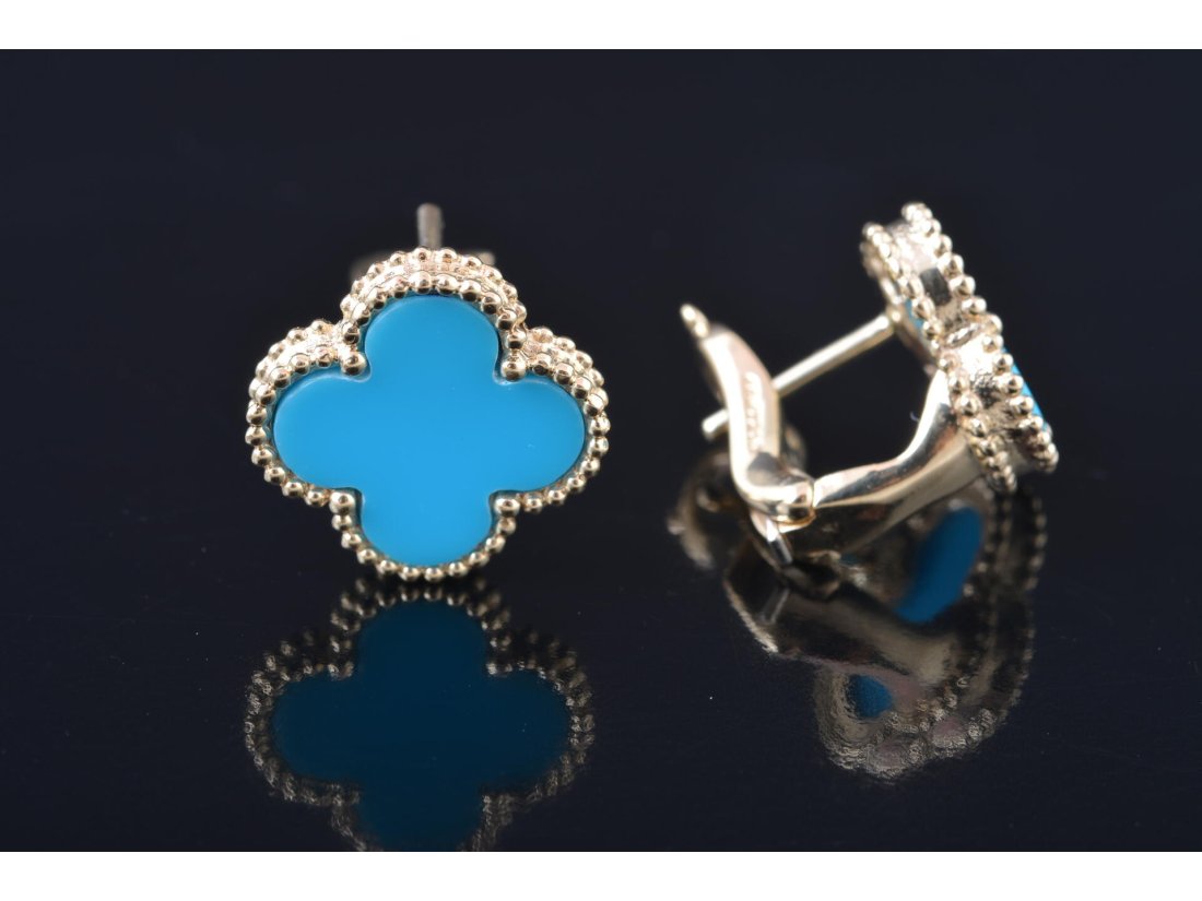 Сережки у стилі Van Cleef, бірюза - Багира