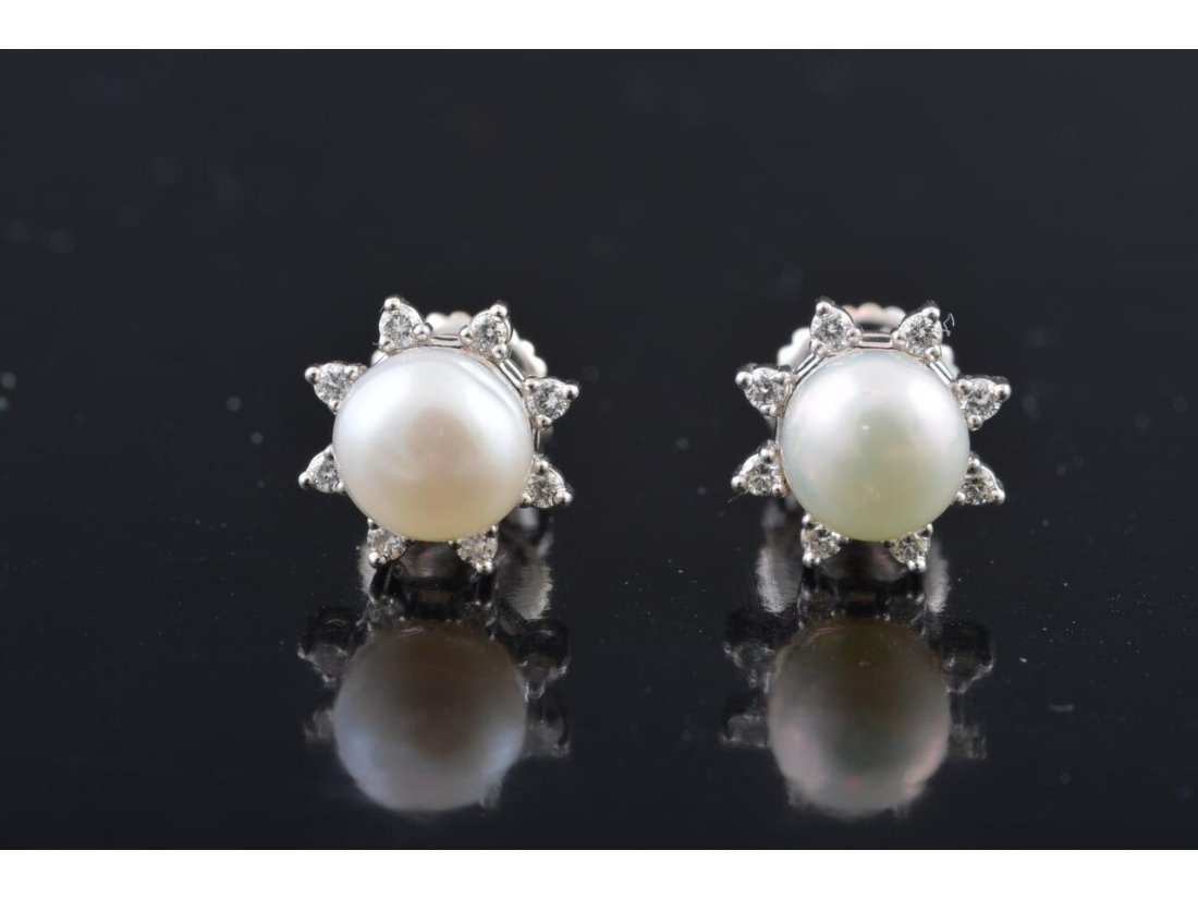 Сережки з перлами і діамантами - Фото2 Сережки з перлами і діамантами - Багира
