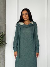 Тепле жіноче плаття-худі з турецької тринитки люрексом і начосом INNOE 270587-1Зелений
