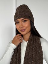 Жіночий демісезонний комплект — шапка та шарф INNOE 950504-1 Кавовий