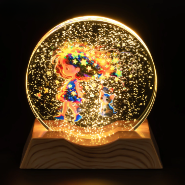 Нічник плоский скляний дівчинка з парасолькою 8 см - Купити