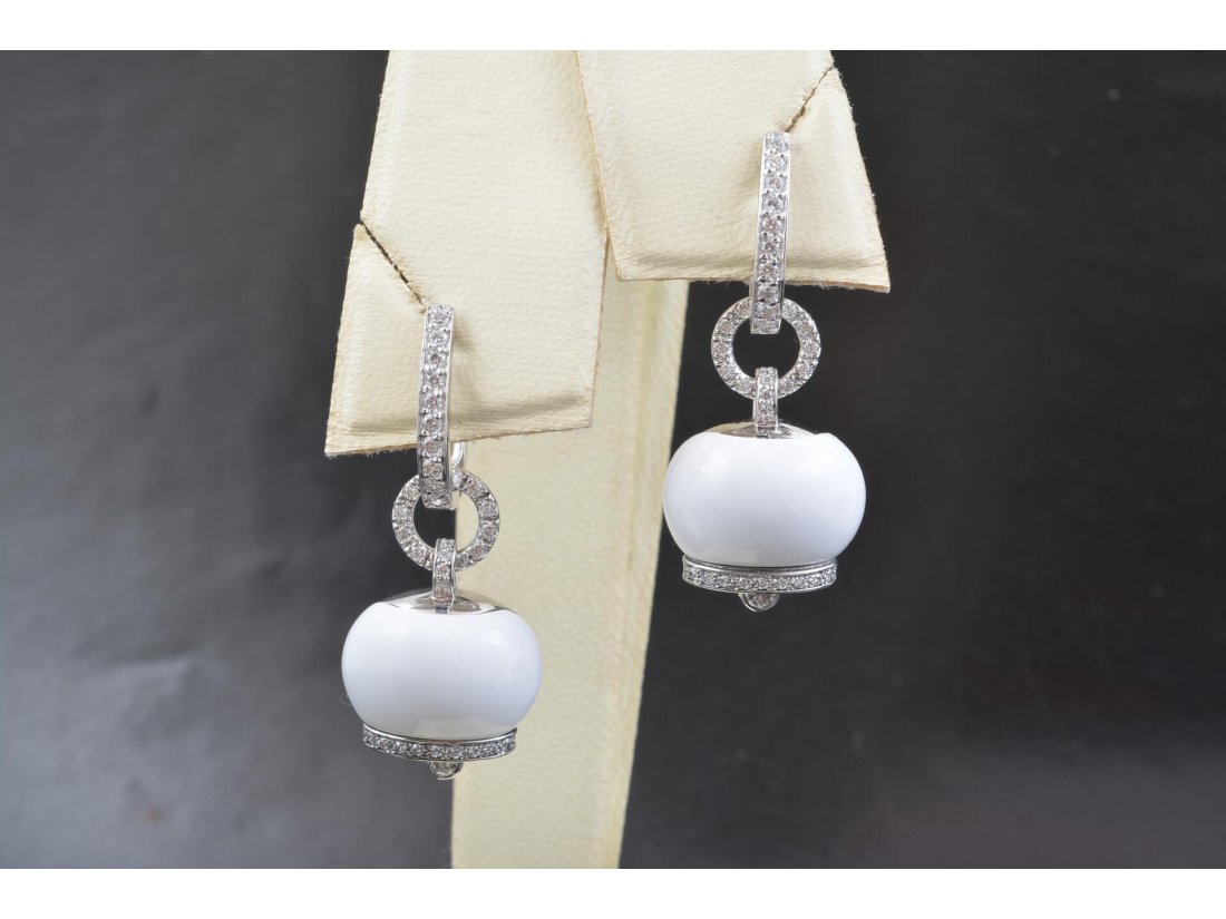 Сережки у стилі Chantecler &quot;Білий онікс&quot;, біле золото - Купити