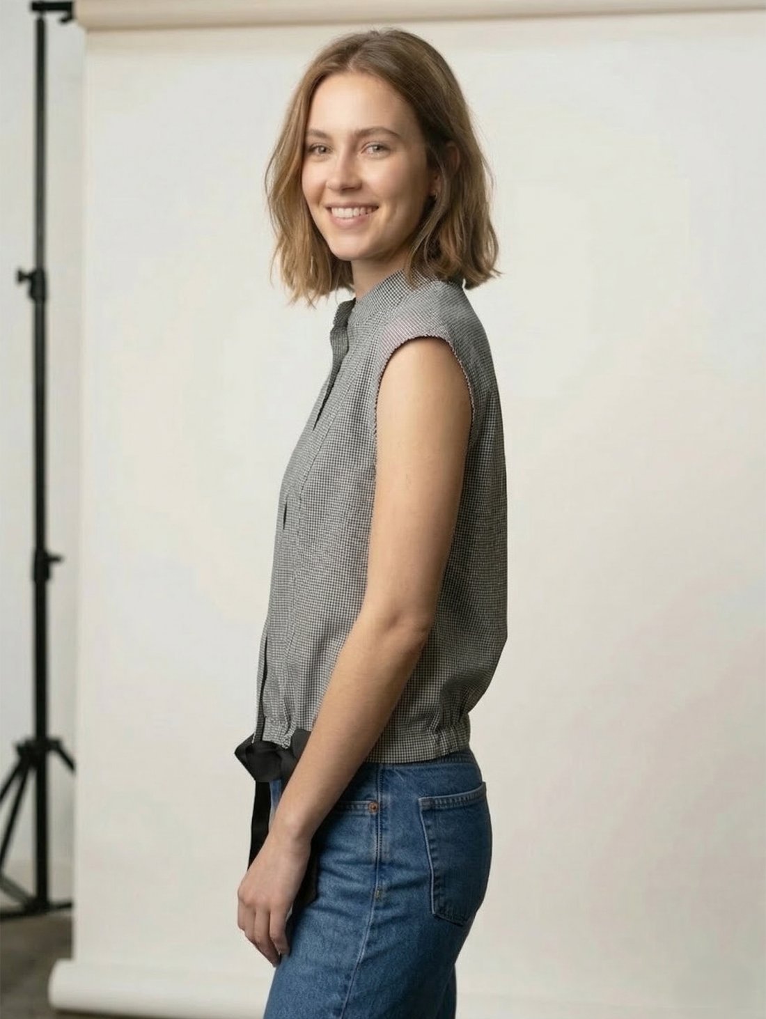 Легка бавовняна сорочка у клітину прямого крою INNOE 630002-1 Сірий - Купити