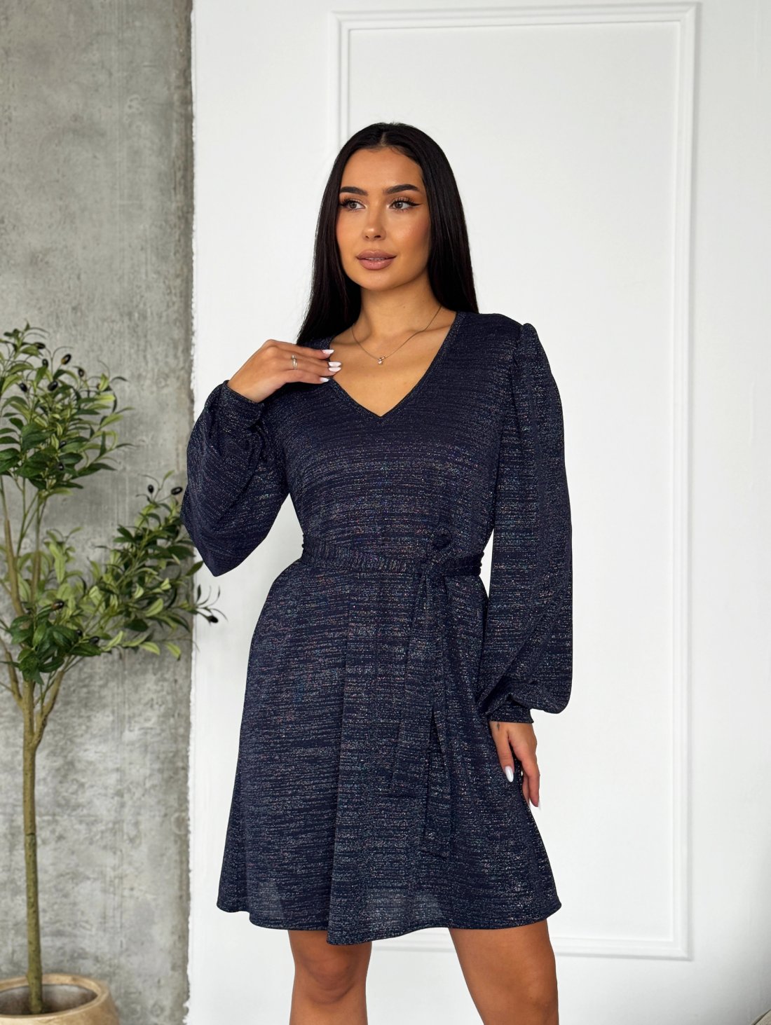 Сукня з люрексом INNOE 270588-2 Темно-синій