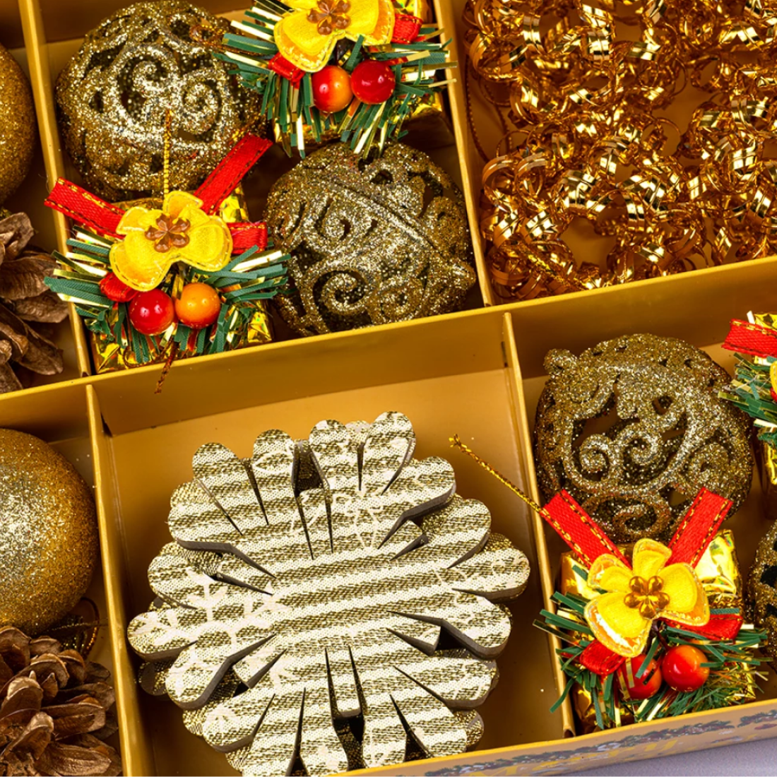 Ялинкові іграшки зимовий мікс 5 см, 25 предметів, набір - Pobut