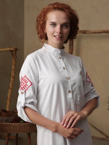 Лляна пряма класична сукня 5550365-2 - Купити