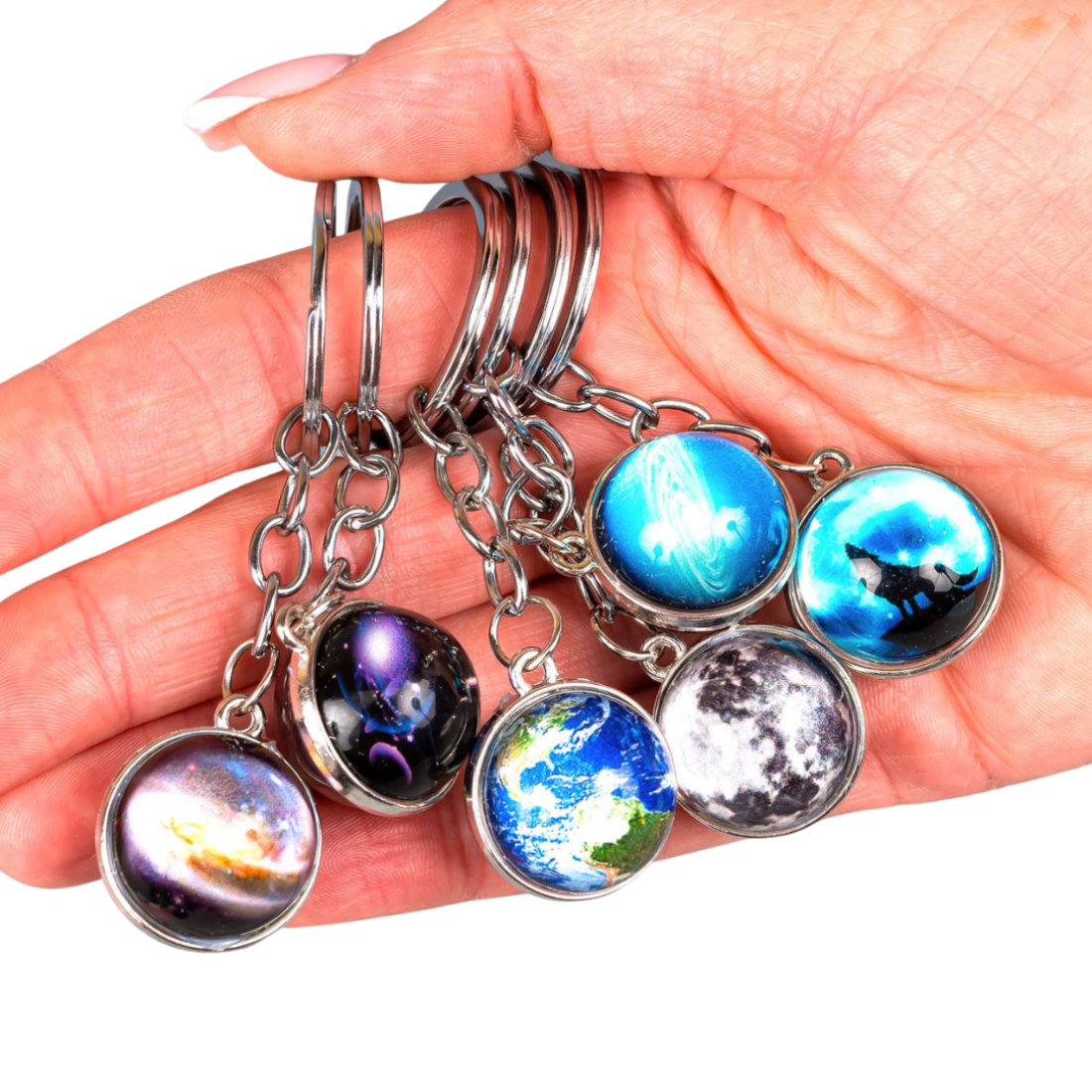 Брелок сфера Галактика метал, скло 8 см