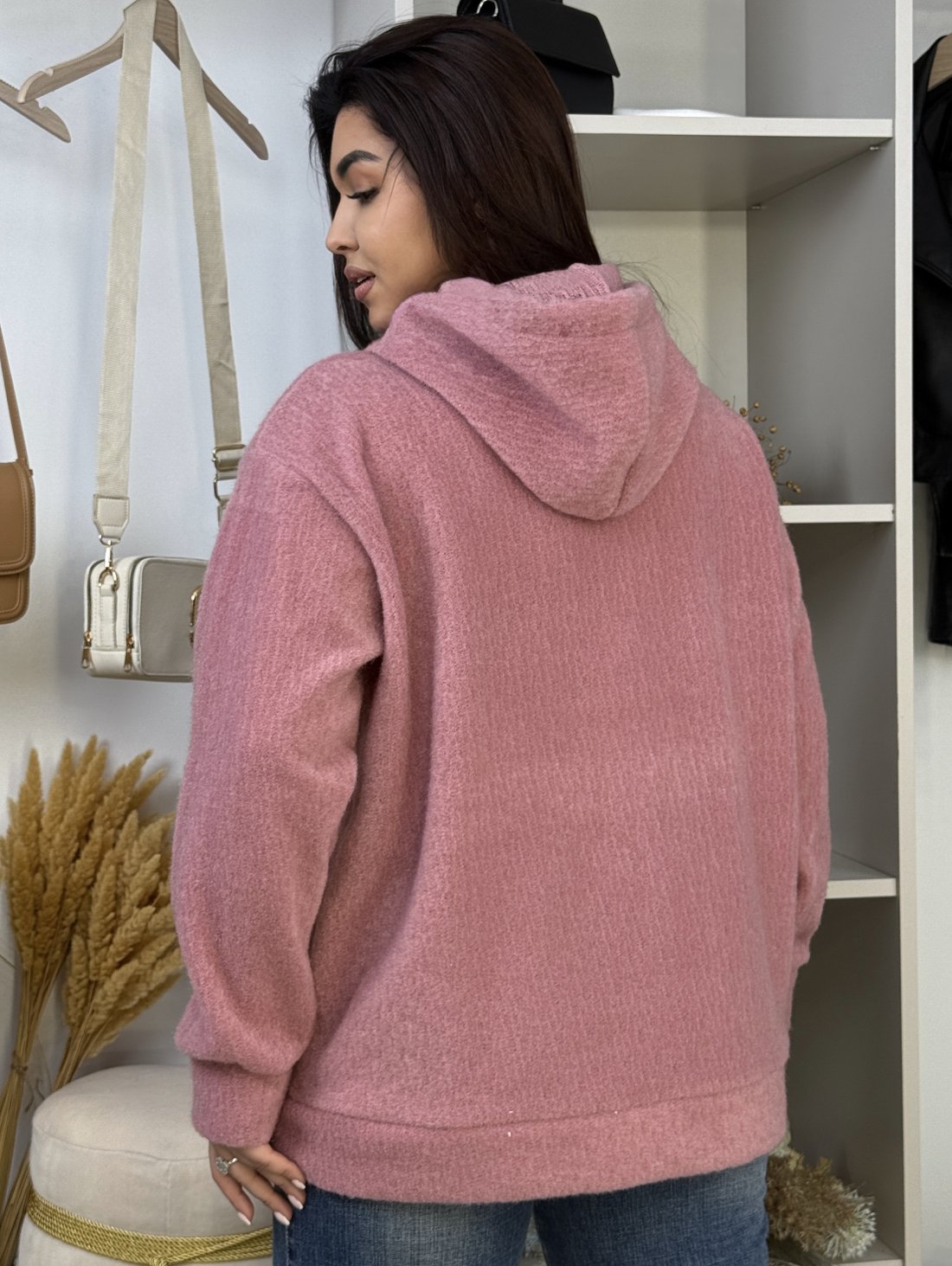 Худі oversize Fluffy Lurex — комфорт із легким блиском INNOE 300018-2 Темно-рожевий