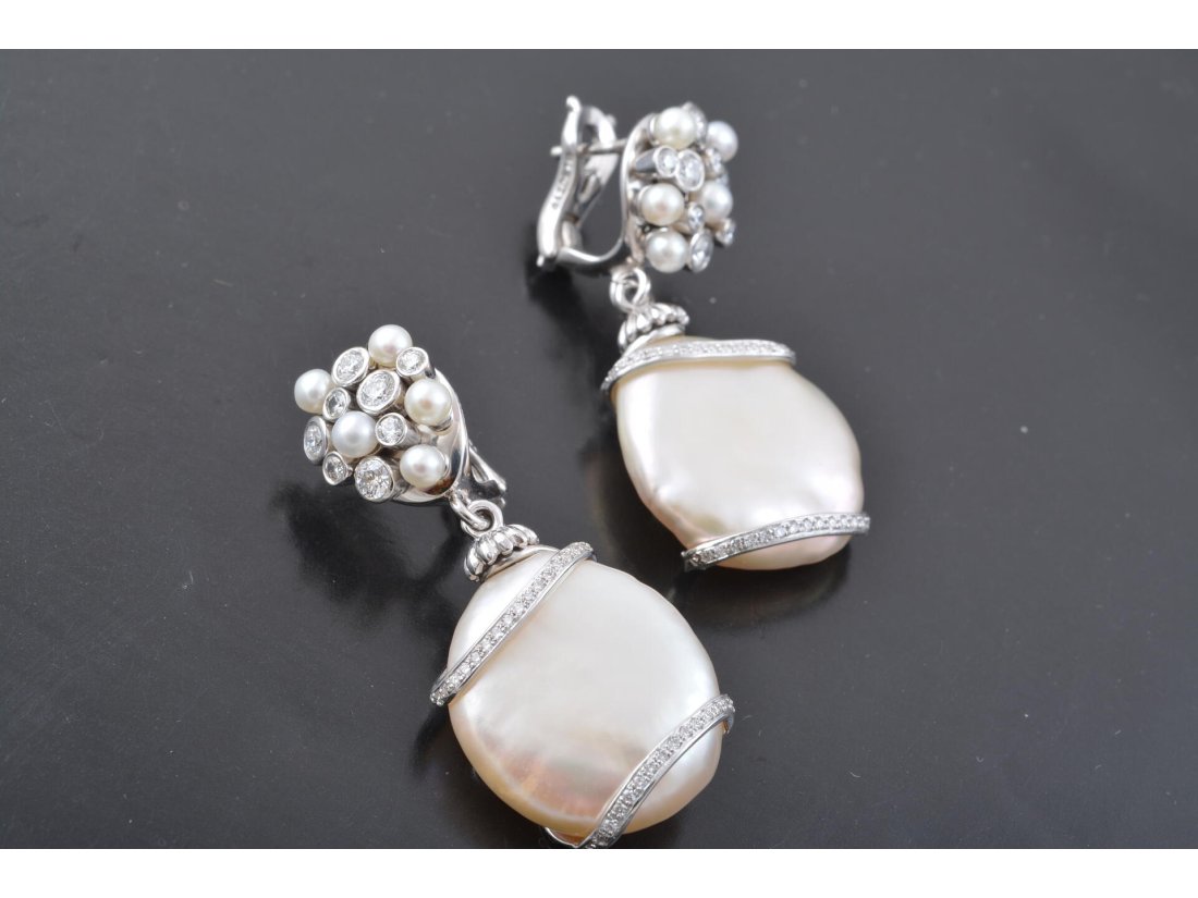 Сережки з перлинами ручної роботи - Купити