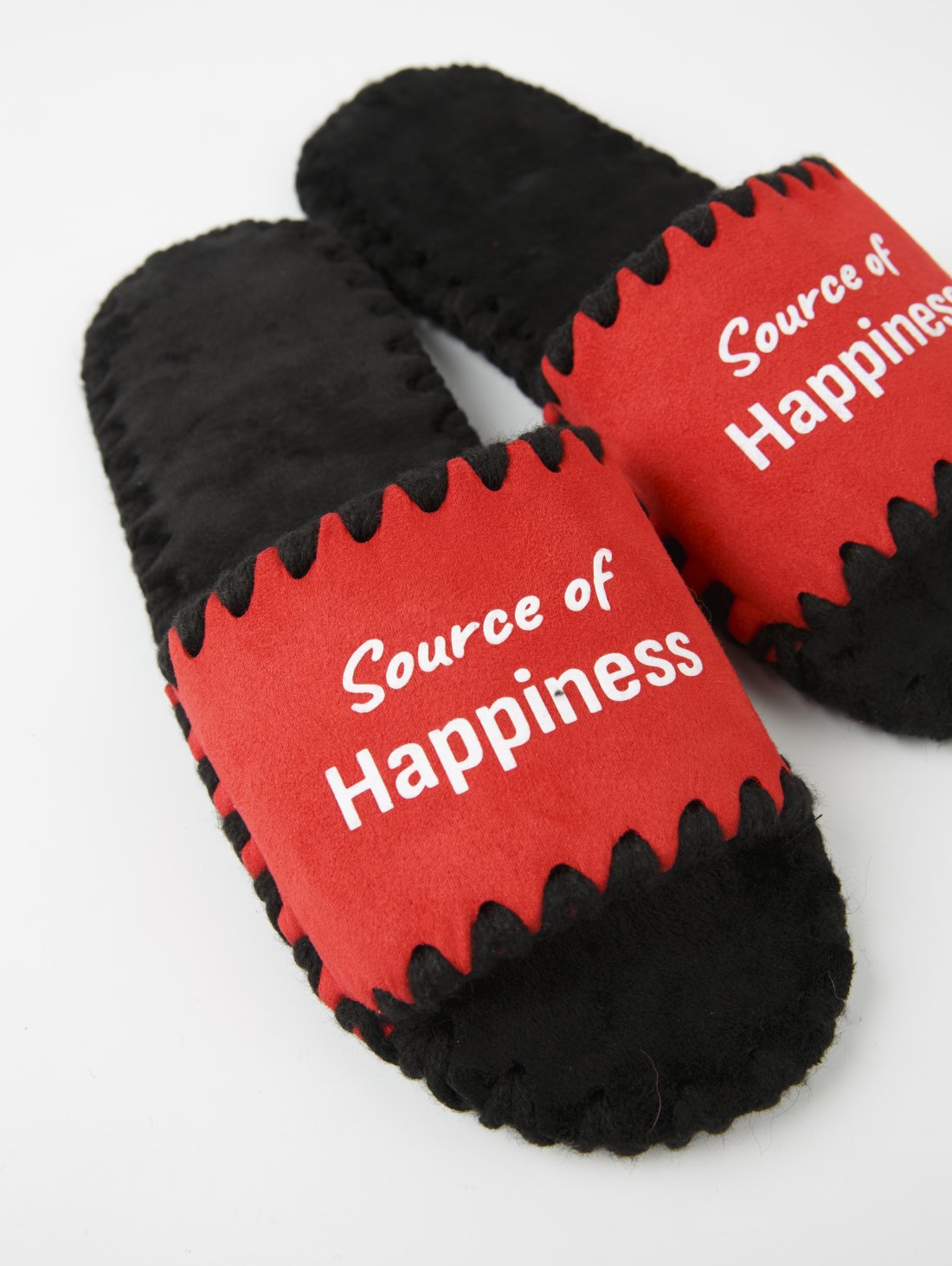 Чоловічі домашні капці Класичні з принтом Source of happiness, відкриті червоні