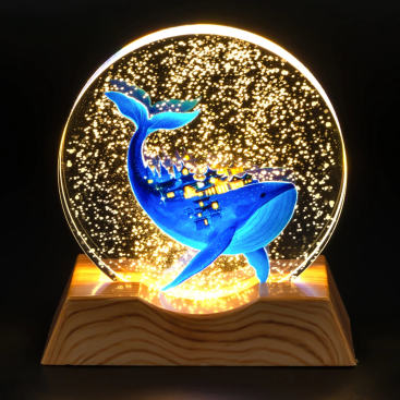 Нічник плоский скляний Кит 8 см - Купити