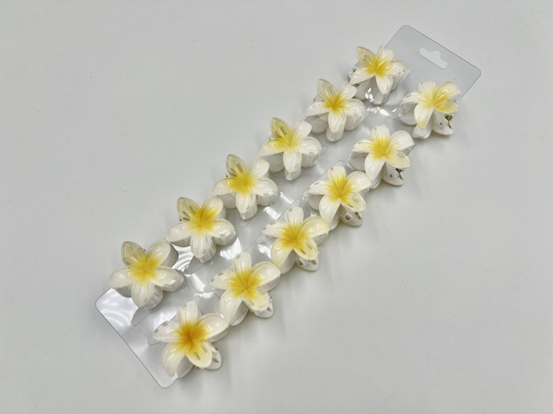 Краби для волосся 4 см. Гавайська лілія біла - Купити